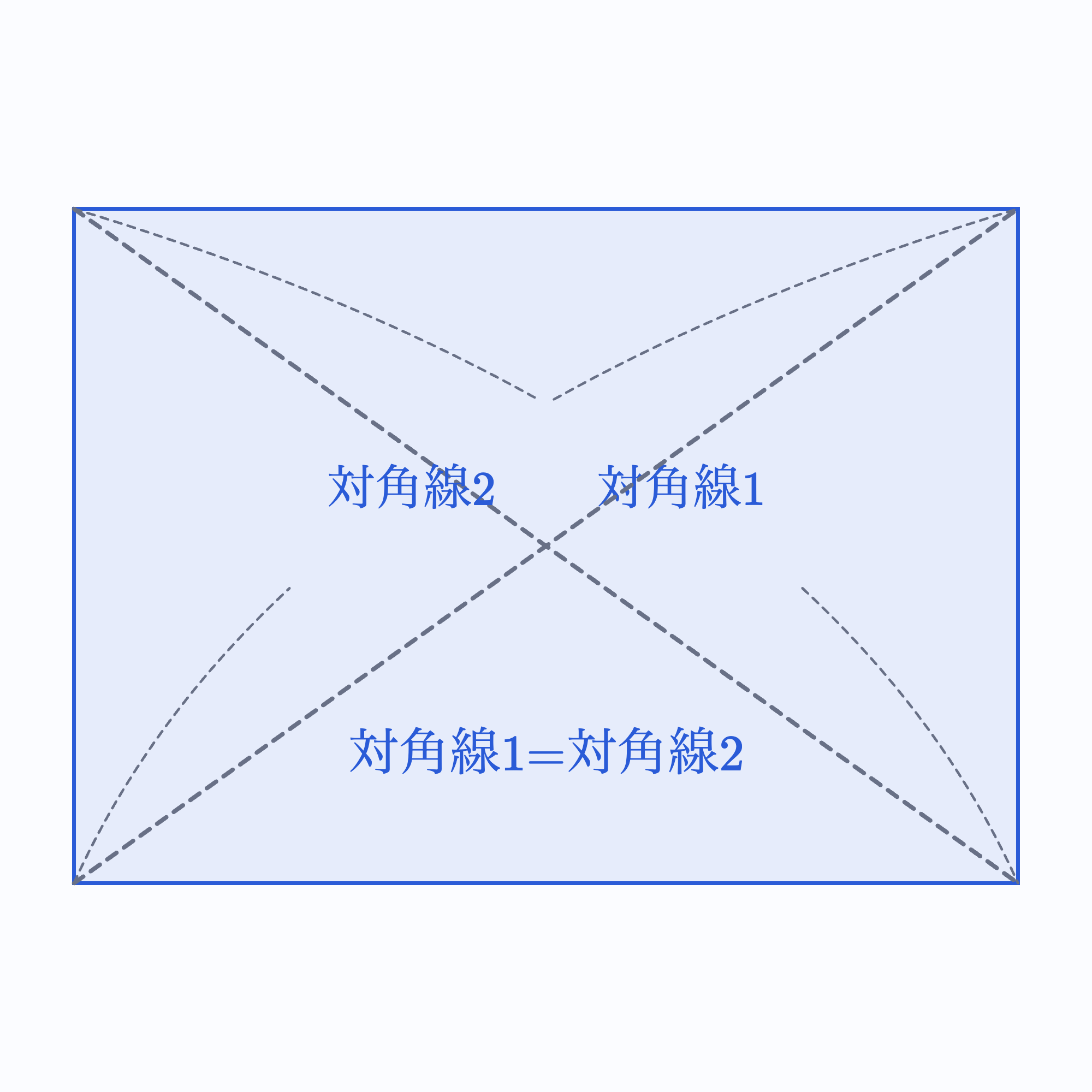 描画ツールで作成した長方形になるための対角線条件の静止画