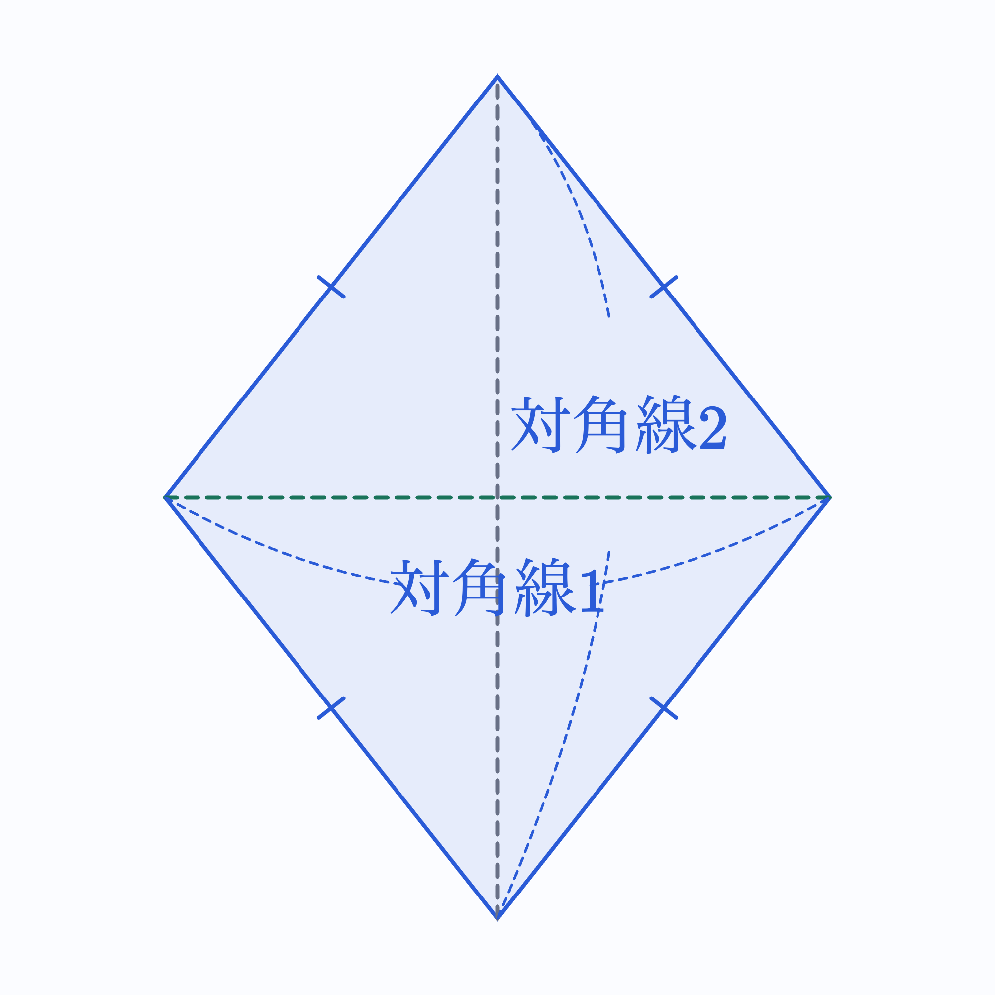 描画ツールで作成したひし形の対角線の静止画
