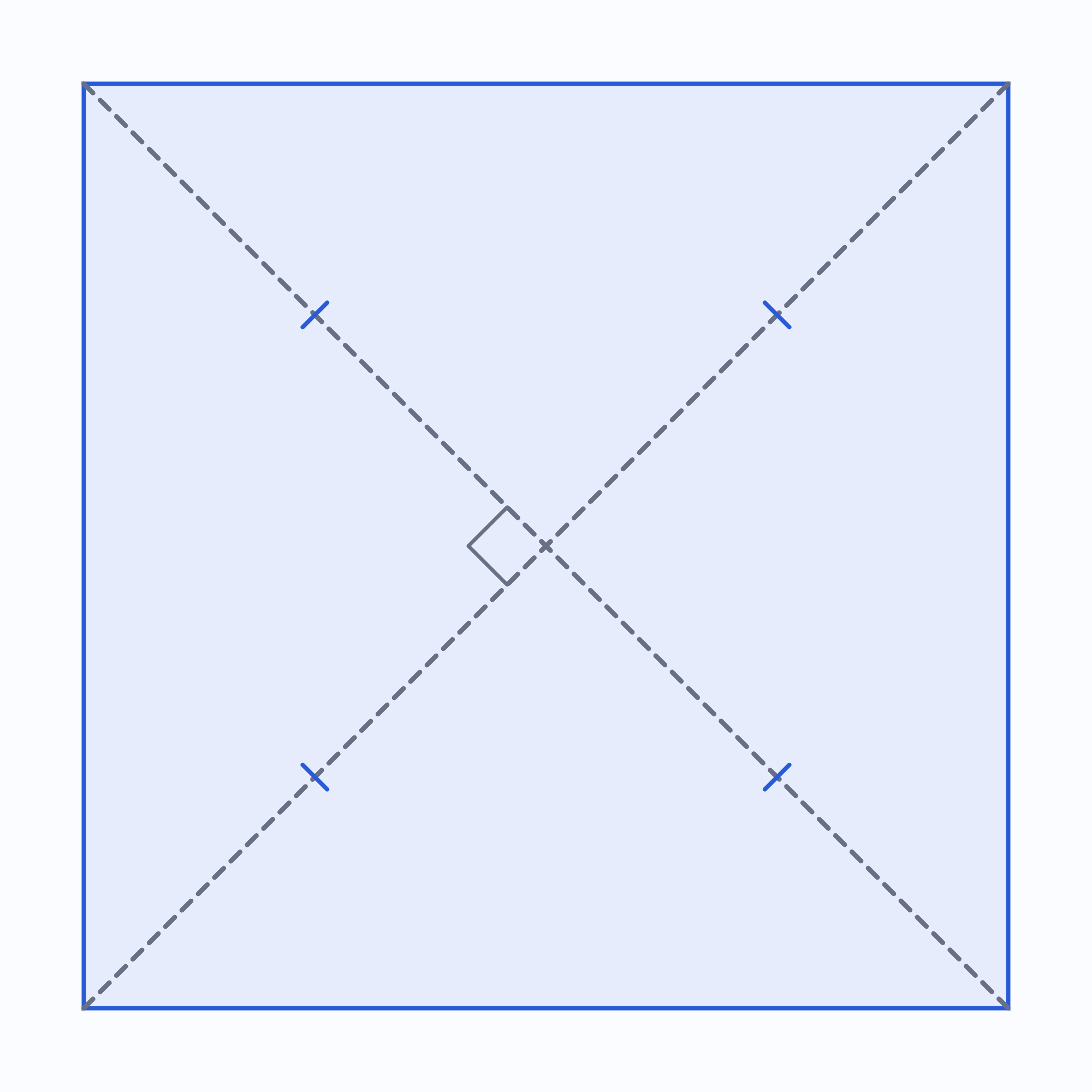 描画ツールで作成した正方形の対角線の静止画